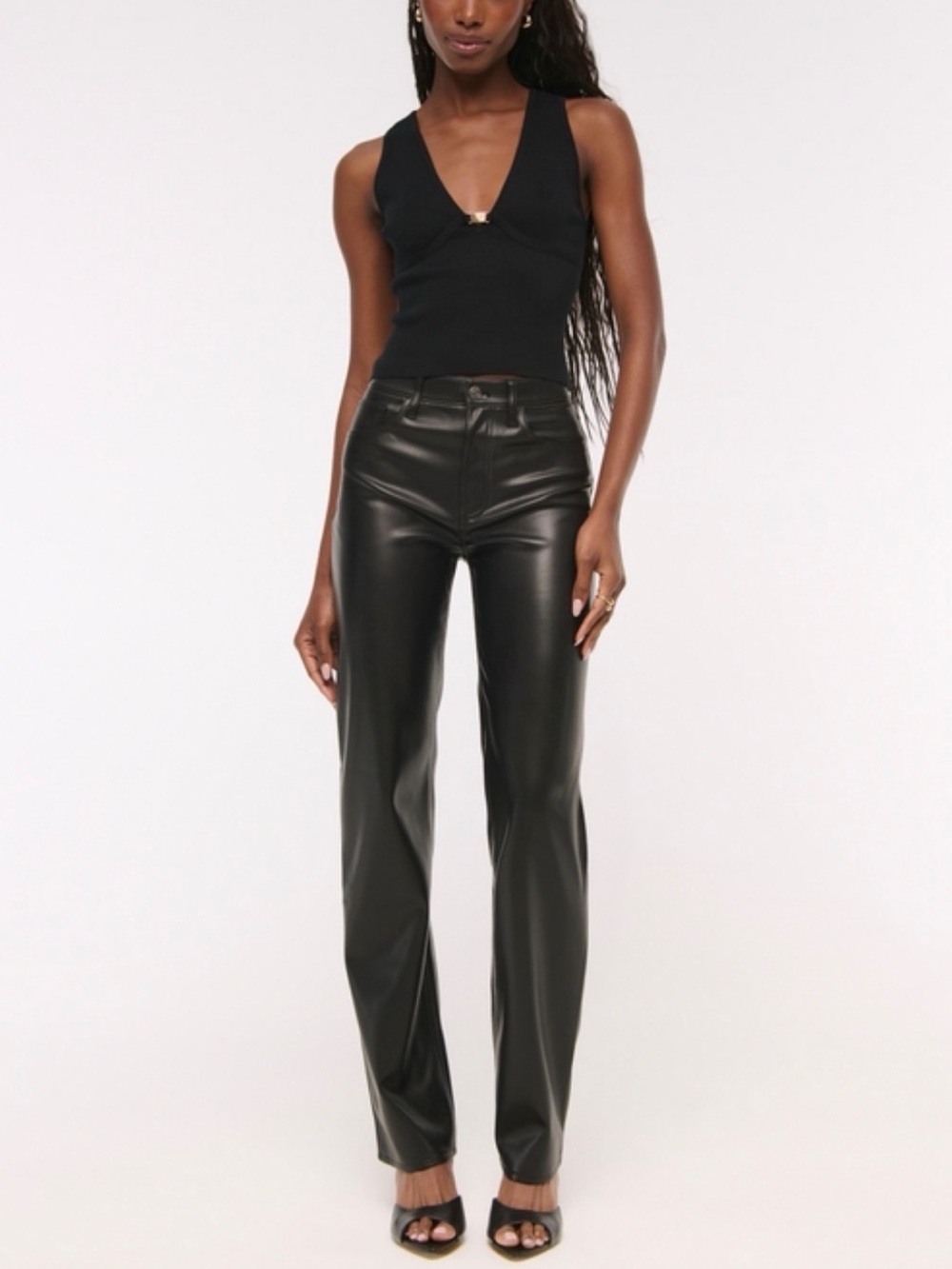 Abercrombie & Fitch Black Straight Leg Faux Leather Pants